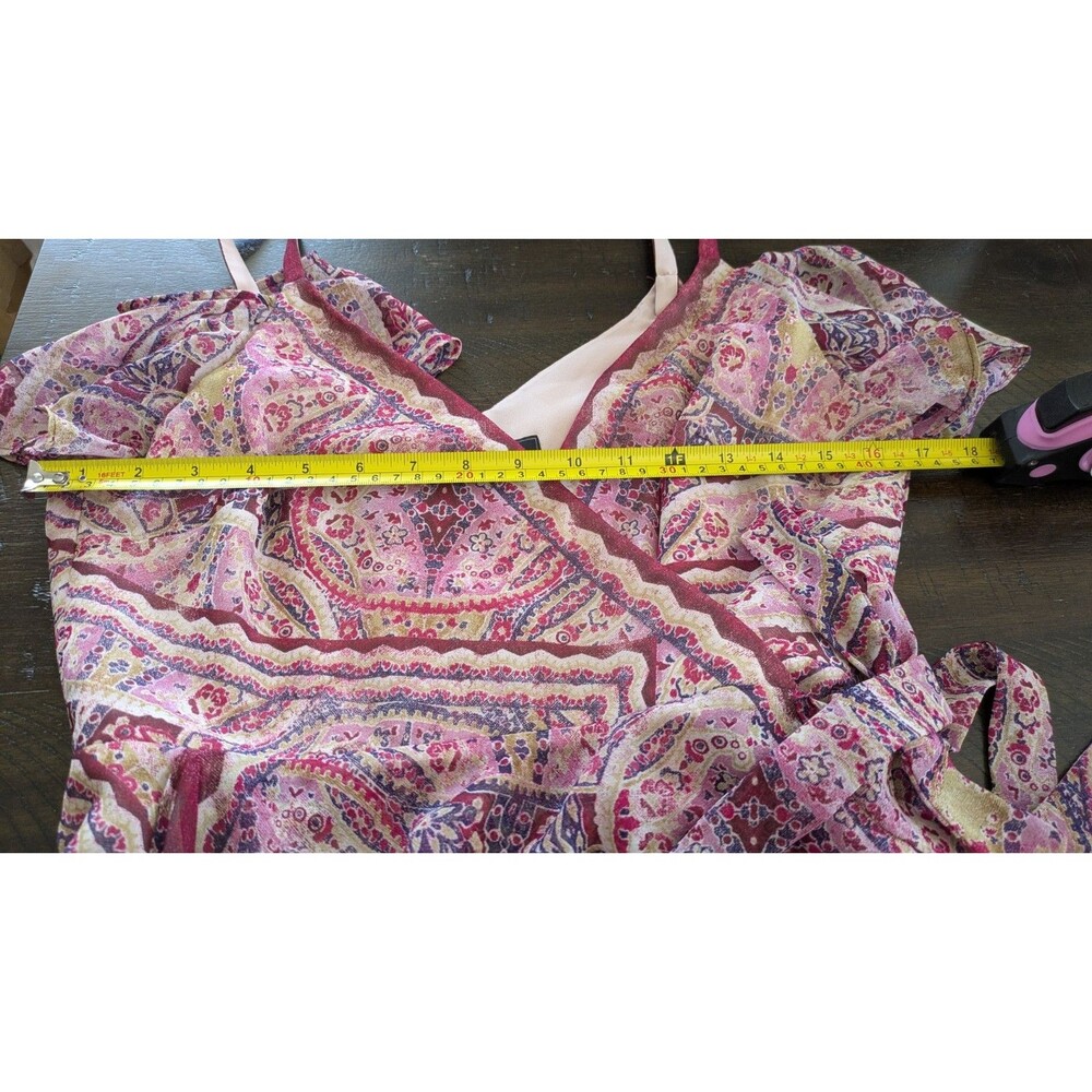 BCBGMaxazria Wrap Dress M Pink Tibetan Handkerchief Boho Off Shoulder Flowy $348 - Picture 9 of 10